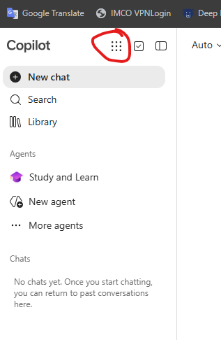 The app launcher grid icon at the top of the Microsoft 365 page