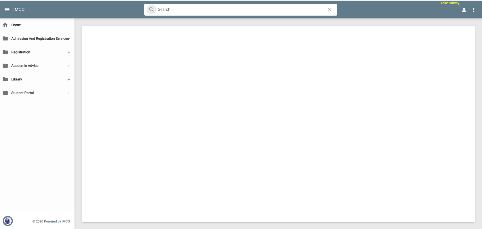 The Student Portal home page showing the menu of services